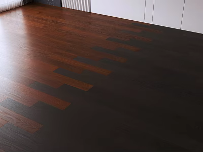 Wooden Flooring With Contrasting Dark And Brown Patterned Design And Shiny Finish 3d model