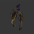 Intricate Mythical Dragon Sculpture Carving With Golden Purple Accents Dynamic Claws And Shiny Texture