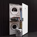 Daily Laundry Space With Stackable Washer Dryer Hanging Clothes And Supplies 3d model