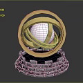 Elegant Golden Intertwined Ring Sculpture With Brick Like Base Design