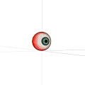 Red Eyeball Floating Against Dark Background With Detailed Iris And Sclera