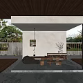 Serene Traditional Tea House Interior With Wooden Ceiling Stone Decor And Natural Light