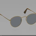 Round Gold Frame Sunglasses Jewelry Piece With Gray Lenses And Brown Temples