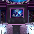 Modern KTV Interior Design with Neon Purple Lighting Starry Sky Ceiling and Luxurious Sofas 3d model