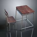 Wooden Top Table and Chair Furniture Set with Metal Legs and Brown Finish