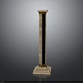 Classical Marble Column With Golden Capital And Pedestal Base Architectural Element 3d model