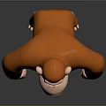 Cartoon Style Orange Gorilla 3D Sculpture in Standing Pose with Shiny Surface