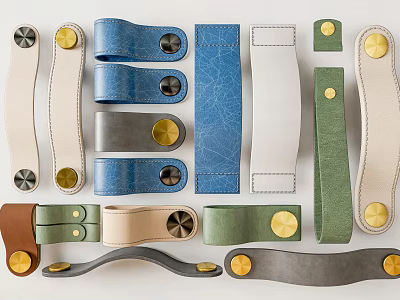 Various Color Leather And Metal Handles For Cabinet And Furniture Design 3d model