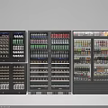 Commercial Refrigerators Freezers For Beverage Display Stocked With Various Drinks