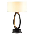 Modern Table Lamp With White Lampshade And Black Gold Oval Ring Stand