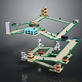 Modern City 3D Model Layout With Roads Buildings Vehicles And Green Areas