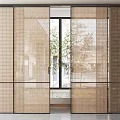 Indoor Sliding Doors With Woven Rattan Black Frame Modern Minimalist Transparent Home Design