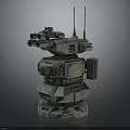 Futuristic Mechanical Turret Structure With Multiple Barrels Antennas And Control Panels