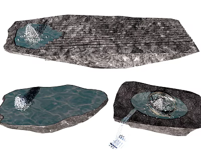 New Chinese Style Water Stone Pot Waterscape Heishan Stone Water Pot Zen Waterscape Features Waterscape Landscape Waterscape Setches 3d model