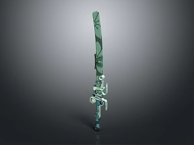 3D Rendered Green Mechanical Sword With Detailed Metallic Structure And Modern Design 3d model