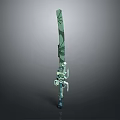 3D Rendered Green Mechanical Sword With Detailed Metallic Structure And Modern Design