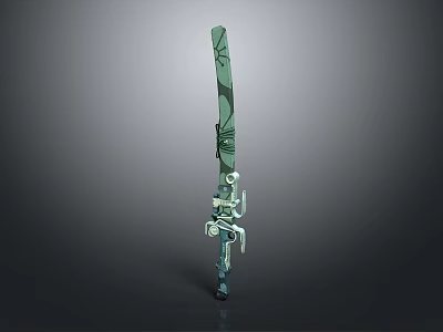 future samurai sword camouflage knife handle geometric design high-tech weapon military style sci-fi equipment cold weapon 3d model