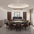 Modern Private Dining Room With Round Table And Elegant Decor 3d model