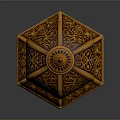 Traditional Arabic Lantern With Intricate Carvings Illuminated Golden Design Against Gray Background
