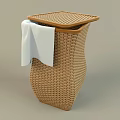 Woven Storage Basket With Lid And White Towel For Home Organization