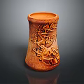Brown Ceramic Decorative Furniture Vase With Intricate Carved Patterns And Rustic Style
