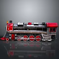 Vintage Steam Train Model With Red And Silver Body Wheels Chimney And Cabin