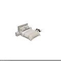 Modern Double Bed With Soft Linen Bedding Matching Nightstand And Color Options