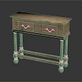 Classic Wooden Console Table With Two Drawers Golden Handles And Gold Accent Decorative Legs