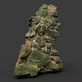 Green Layered Rock Formation With Natural Stacked Structure And Rough Texture 3d model