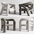 Modern Accent Chairs With Curved Armrests And Upholstered Fabric Seats In Neutral Tones