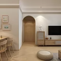 Modern Open Concept Living Dining Room Interior With Sofa Coffee Table Dining Table And Chairs