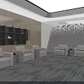 Spacious Modern Business Meeting Room With Comfortable Upholstered Sofas And Warm Artistic Ambient Lighting