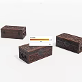 Dark Carved Wooden Storage Boxes With Intricate Patterns And Antique Design
