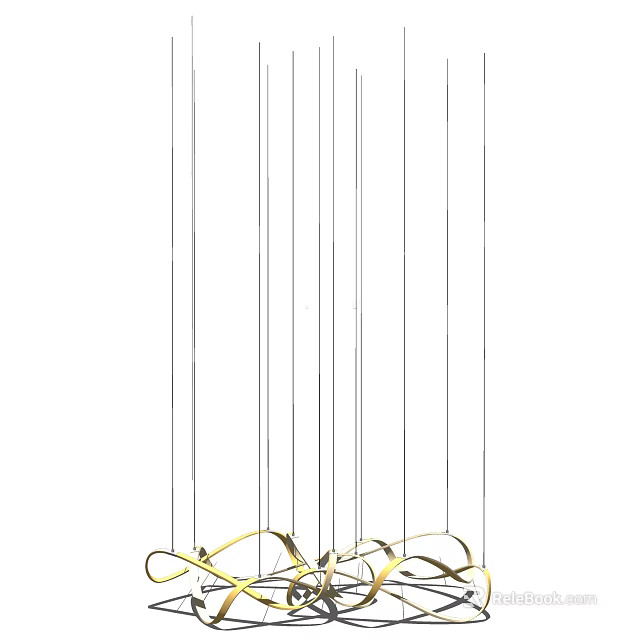Elegant Modern Gold Curved Chandelier Hanging For Stylish Home Interior 3d model 