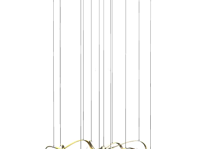 Elegant Modern Gold Curved Chandelier Hanging For Stylish Home Interior 3d model