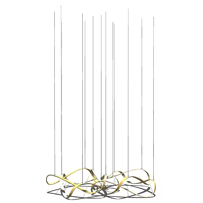 Elegant Modern Gold Curved Chandelier Hanging For Stylish Home Interior 3d model