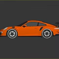 Orange Sports Car With Rear Spoiler Vibrant Color And Sleek Design