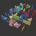 Architectural Model Of Urban Building Complex With Cardboard Material Various Shapes Light Brown And White