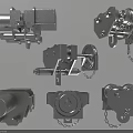 Industrial Equipment Various Mechanical Components With Pulleys Chains And Gears
