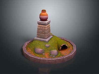 Cartoon Landscape Animation Landscape Stone House Landscape Rural Landscape Painting Outdoor Landscape 3d model