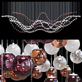 Beaded Wave Shaped And Colorful Spherical Chandeliers For Modern Interior Design