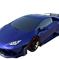 Blue Sports Car With Sleek Design Large Wheels And Rear Spoiler