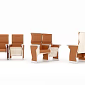 Modern Public Chairs With Brown White Wooden Frames And Woven Seat Details