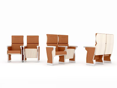 Modern Public Chairs With Brown White Wooden Frames And Woven Seat Details 3d model