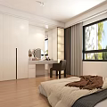 Modern Tatami Bedroom With Platform Bed Natural Light Colorful Painting And Blue Teddy Bear