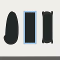 Decorative Wall Mirrors With Various Shapes Black Blue Frames And Interior Reflections 3d model