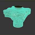 Ornate Wooden Stone Carved Column Base With Intricate Floral Patterns And Flat Top