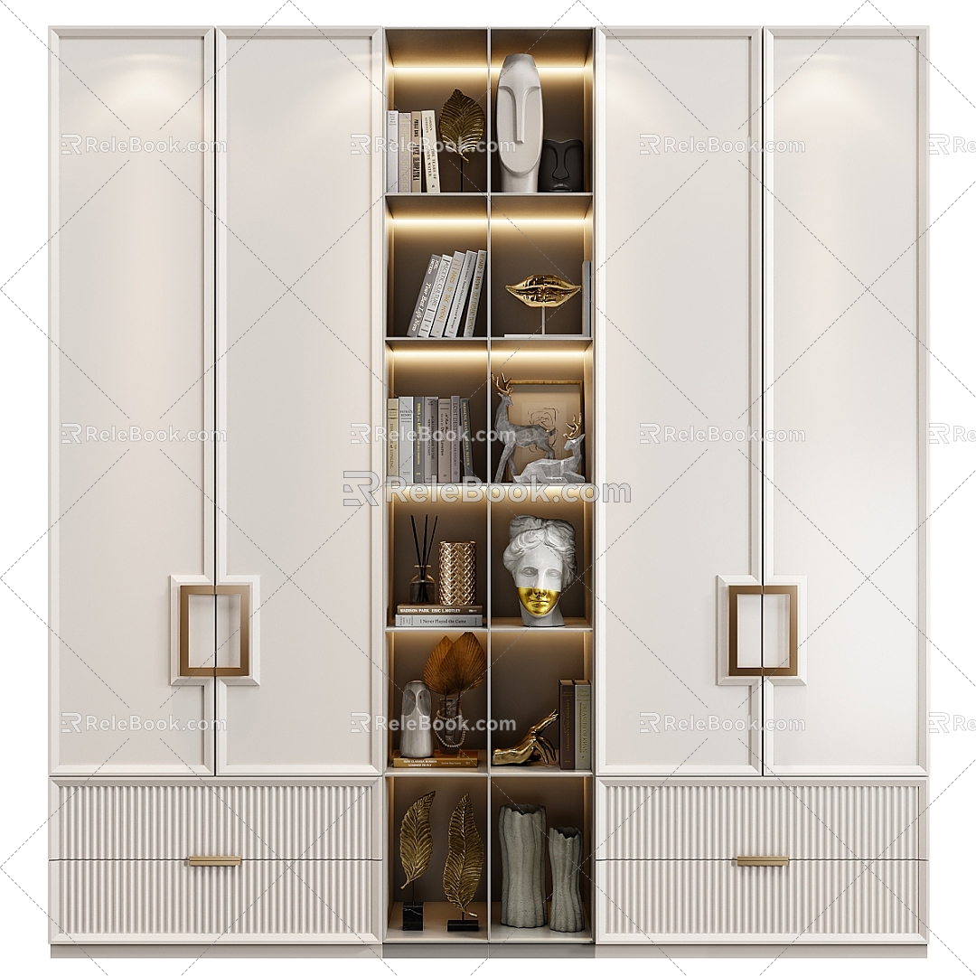 Bookcase Decorative Cabinet 3d model