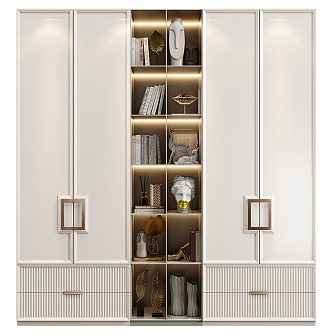 Bookcase Decorative Cabinet 3d model