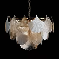 Elegant Modern Chandelier With Gold Chain And Scalloped Glass Decorative Shades